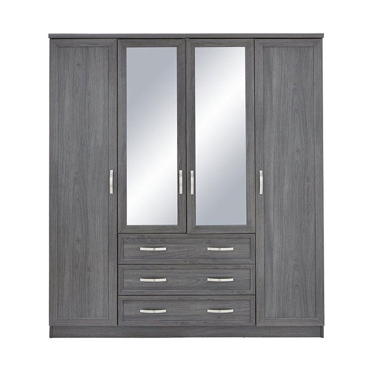 4 Door 3 Drawer Mirrored Home Wardrobe,Bedroom Furniture Wardrobe With Mirror