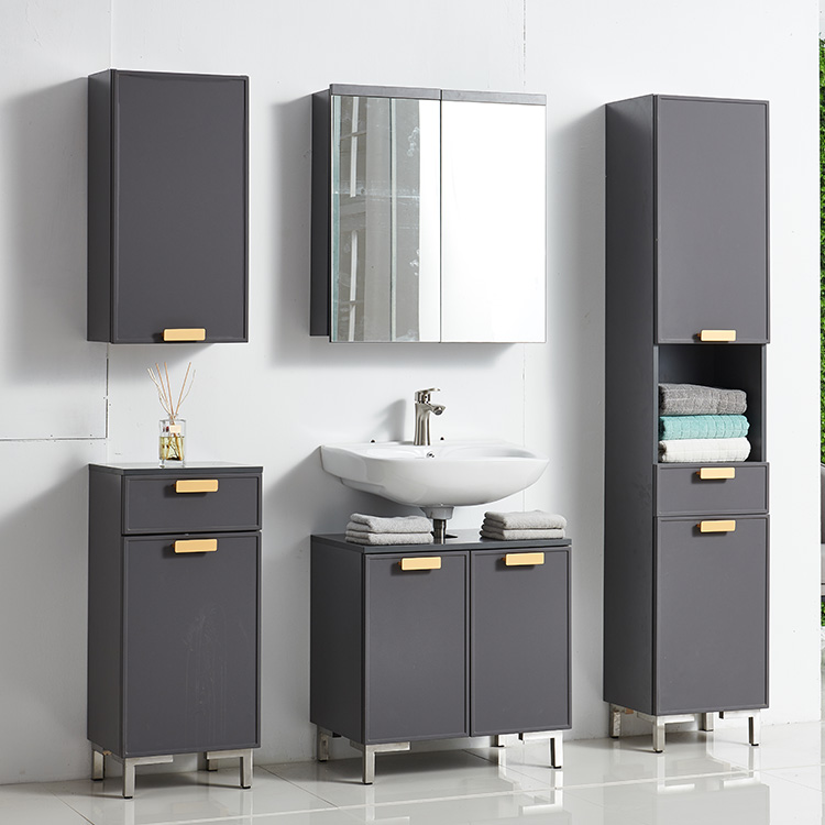 Gray Solid Wood Bathroom Cabinets